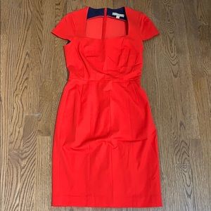 Banana Republic orange-red stretchy sheath dress